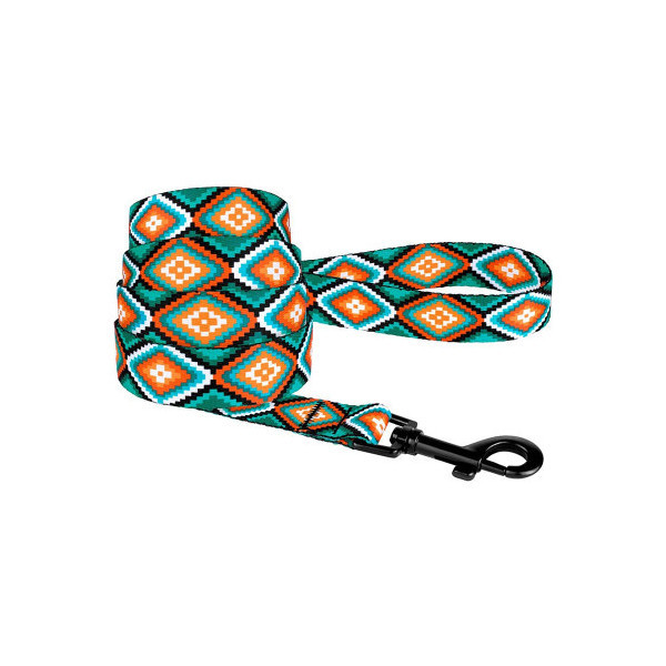 Поводок BronzeDog Tribal для собак, нейлон, принт ромбы, 152×1.6 см