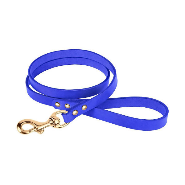Поводок BronzeDog для собак, кожаный, литая латунная фурнитура, фиолетовый, 122×1 см