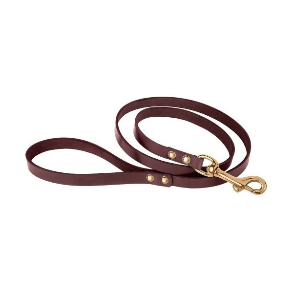 Поводок BronzeDog для собак, кожаный, литая латунная фурнитура, коричневый, 122×1 см