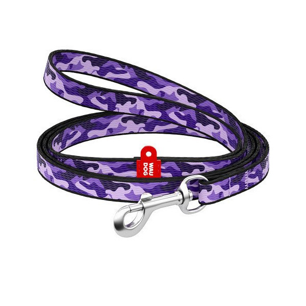 Поводок Waudog Nylon для собак, рисунок Фиолетовый камо, нейлоновый, 10 мм/122 см