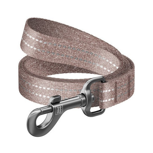 Поводок Waudog Re-cotton из восстановленного хлопка для собак, светоотражающий, 25 мм/300см, коричневый