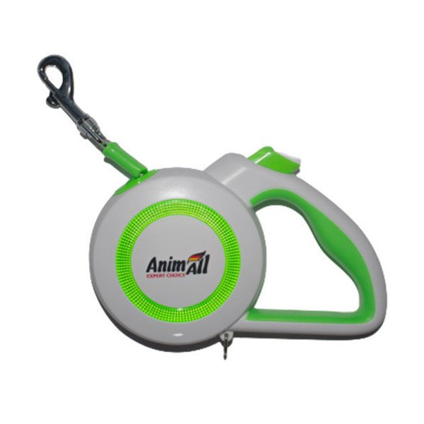 Поводок-рулетка AnimAll Reflector для собак весом до 15 кг, 3 м, салатово-белая