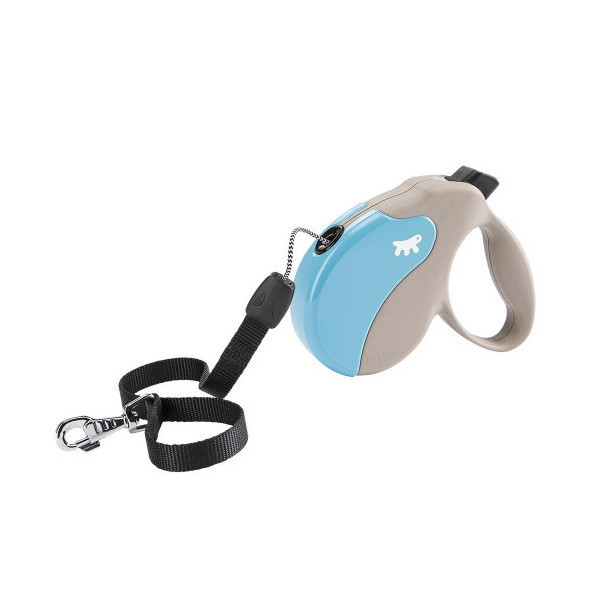 Поводок-рулетка Ferplast Amigo M Cord Beige-Blue Lead для собак cо шнуром, бежево-голубой, 15x3,6x14 см
