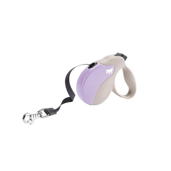 Поводок-рулетка Ferplast Amigo Mini Tape Beige-Purple для собак c лентой, бежево-фиолетовый, 12x3x10 см