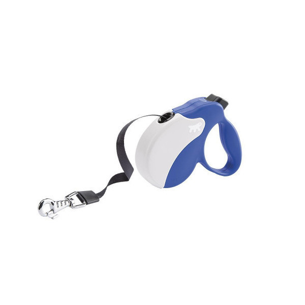 Поводок-рулетка Ferplast Amigo Mini Tape Blue-White для собак c лентой, бело-синий, 12x3x10 см