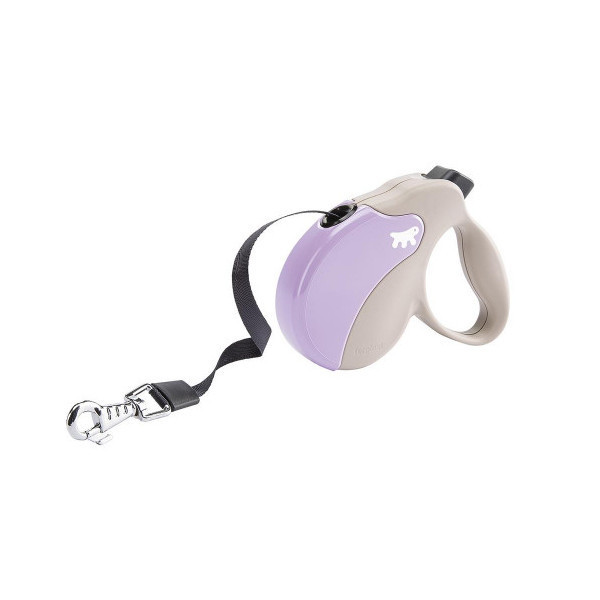 Поводок-рулетка Ferplast Amigo S Tape Beige-Purple для собак c лентой, бежево-фиолетовый, 14x3,6x12 см