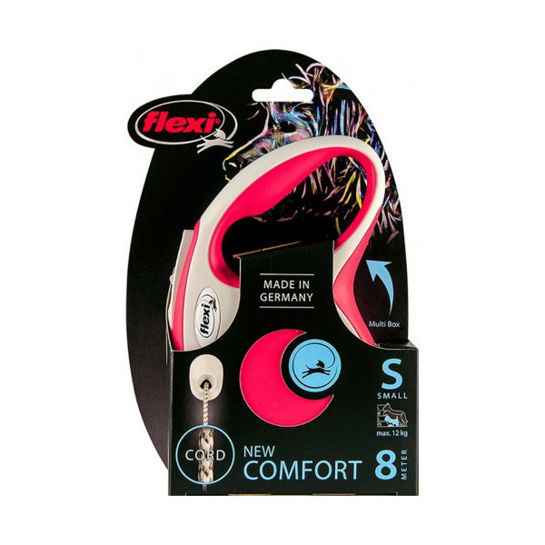 Поводок-рулетка Flexi New Comfort S для собак до 12 кг, 8 м, трос, красный