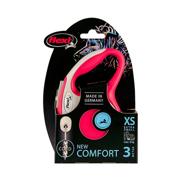 Поводок-рулетка Flexi New Comfort XS для собак до 8 кг, 3 м, трос, красный