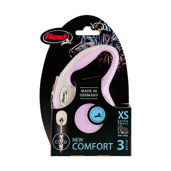 Поводок-рулетка Flexi New Comfort XS для собак до 8 кг, 3 м, трос, розовый