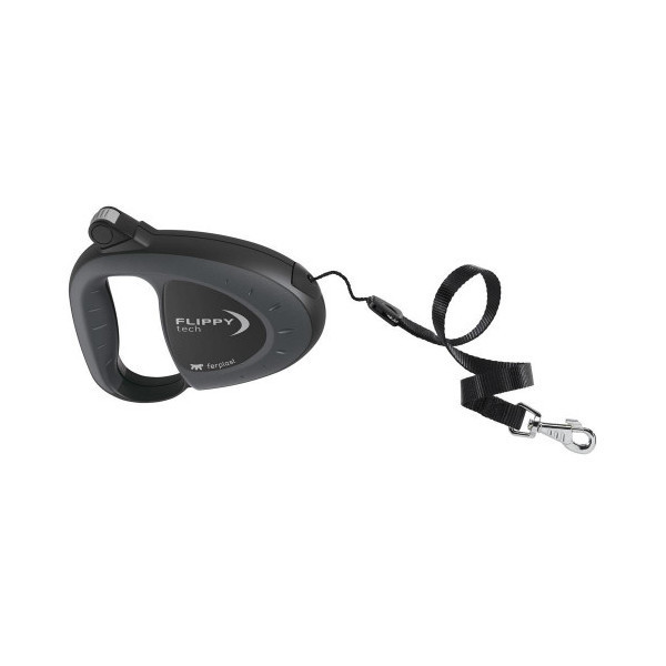 Поводок-рулетка для собак до 12 кг Ferplast Flippy Tech Cord S Black со шнуром, черный, 3 м