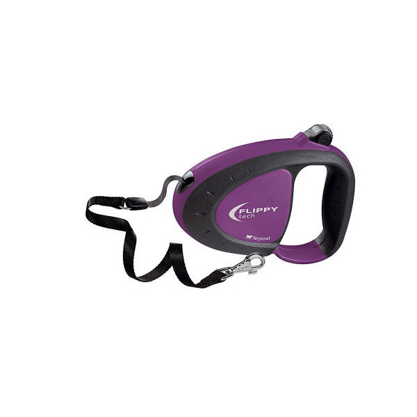 Поводок-рулетка для собак до 12 кг с лентой Ferplast Flippy Tech Tape Purple, фиолетовый, 3 м
