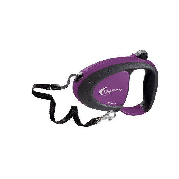 Поводок-рулетка для собак до 50 кг с лентой Ferplast Flippy Tech Tape L Purple, фиолетовый, 5 м