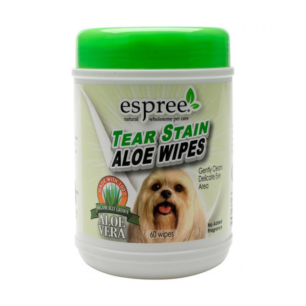 Салфетки Espree Aloe Tear Stain Wipes для эффективного очищения загрязнений под глазами для собак, 60 шт