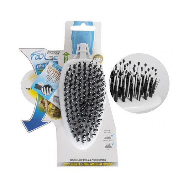 Щетка-расческа FoOlee Easee Duo Bristle Pro Medium Brush для средней и длинной шерсти, белая