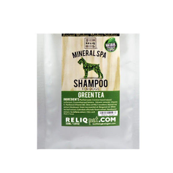 Шампунь RELIQ Mineral Spa Green Tea Shampoo с маслом зелёного чая, для собак, 50 мл