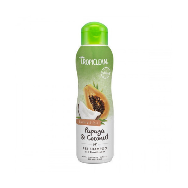 Шампунь TropiClean Papaya & Coconut 2 в 1 "Папайя и кокос 2 в 1" для собак и кошек, 355 мл