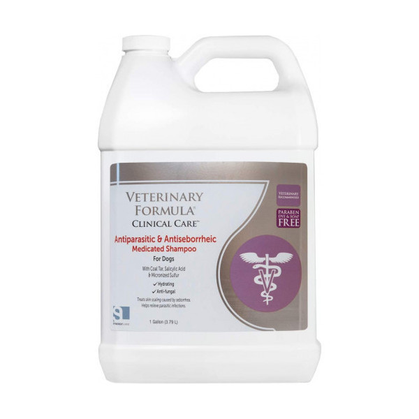 Шампунь Veterinary Formula Antiparasitic & Antiseborrheic Shampoo, для собак, с дегтем, серой, салициловой кислотой, 3.8 л