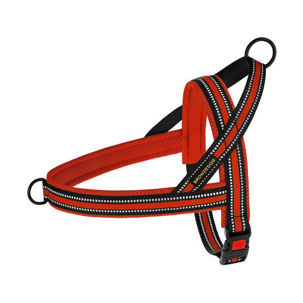 Шлея BronzeDog Mesh Скандинавская для собак, красный, 32-38 см