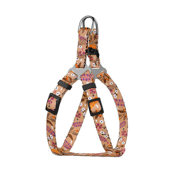 Шлея BronzeDog Tribal для собак, нейлон, принт цветы, бежевый, 40-53 см