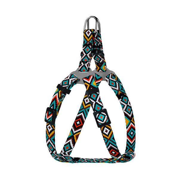 Шлея BronzeDog Tribal для собак, нейлон, принт гуцульский, ментоловый, 28-40 см