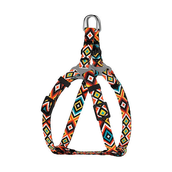 Шлея BronzeDog Tribal для собак, нейлон, принт гуцульский, оранжевый, 28-40 см