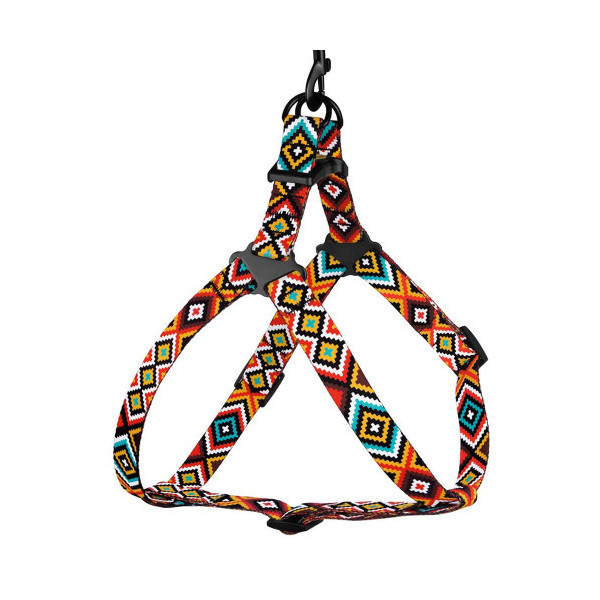 Шлея BronzeDog Tribal для собак, нейлон, принт гуцульский, оранжевый, 40-53 см