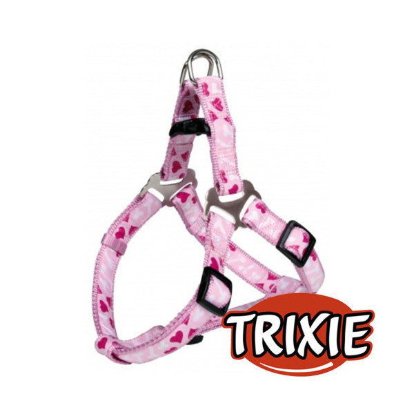 Шлея Trixie Rose Heart для собак, нейлон, 50-65 см х 20 мм, розово-красный