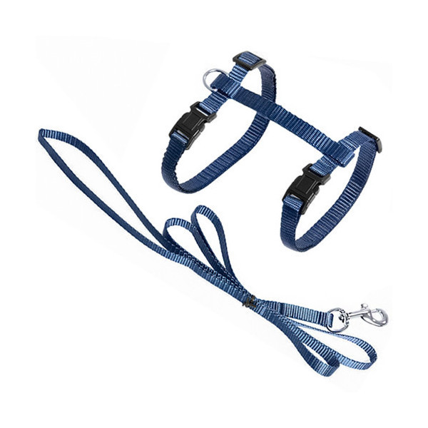 Шлея с поводком Flamingo Cat Harness and Leash Ziggi для кошек, серо-голубой, 22-36 см/27-46 см, 1.1 м