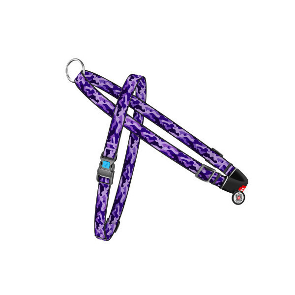Шлея с ручкой Waudog Nylon для собак, с QR паспортом, фиолетовый, размер S, 15 мм, 40-55/45-60 см