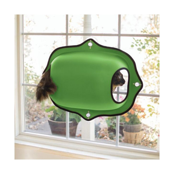 Спальное место домик K&H Ez Mount Window Pod на окно, для котов, зелёный, 69×20×51 см