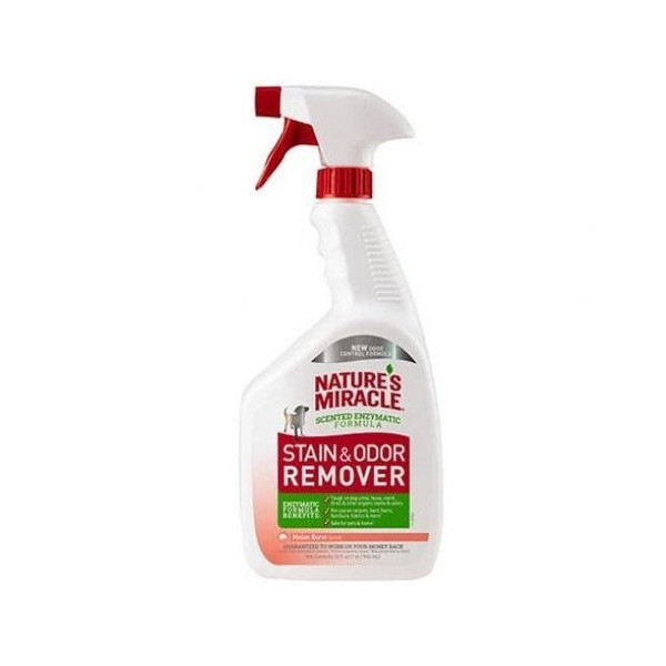 Спрей 8in1 Nature`s Miracle Dog Stain&Odor Remover Spray удаления пятен и запахов собак, аромат дыни, 946 мл