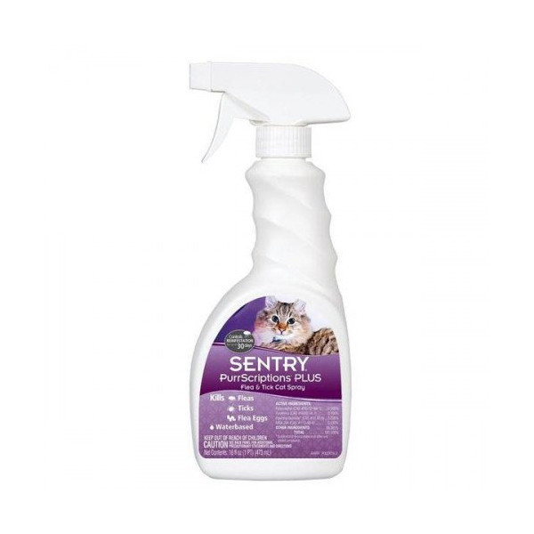 Спрей Sentry Purrscriptions Plus СЕНТРИ от блох и клещей, для кошек, 473 мл