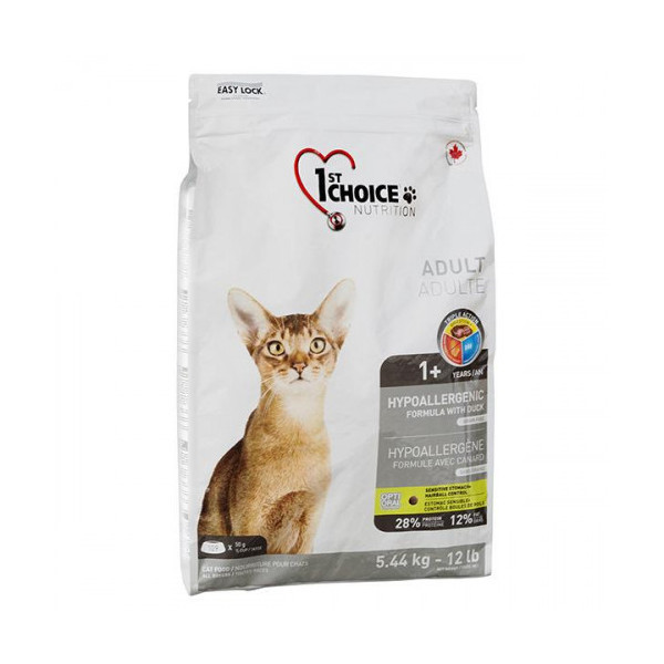 Сухой корм 1st Choice Adult Hypoallergenic без злаков, для кошек от 1 года, с уткой, 350 г