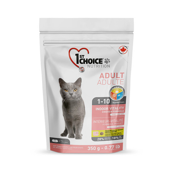 Сухой корм 1st Choice Adult Indoor Vitality Chicken для кошек от 1 до 10 лет, с курицей, 350 г
