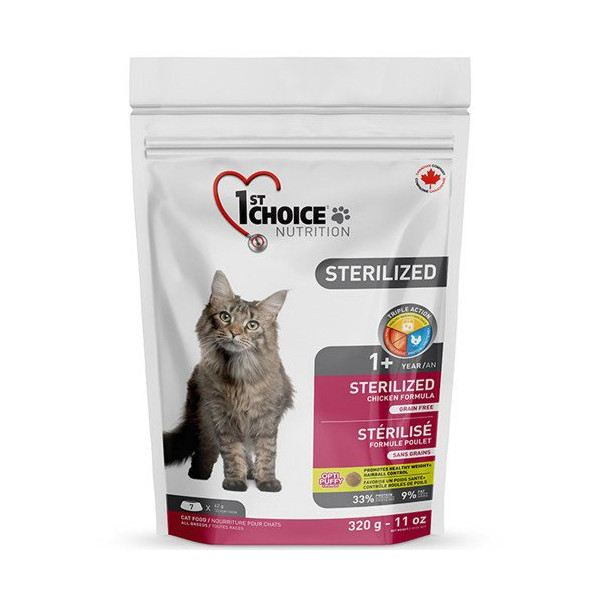 Сухой корм 1st Choice Sterilized Chicken для кастрированных котов и стерилизованных кошек, с курицей, 320 г