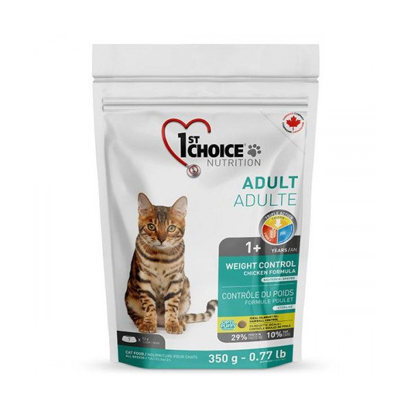 Сухой корм 1st Choice Weight Control Adult для кошек от 1 года склонных к полноте, 350 г