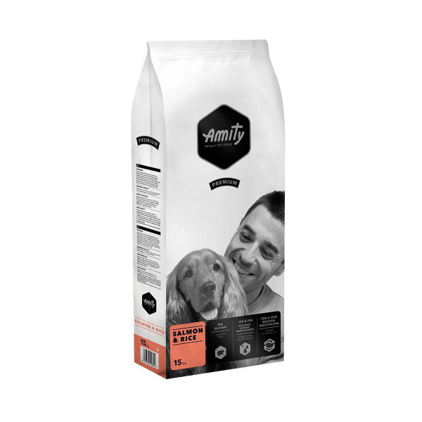 Сухой корм Amity Premium Salmon&Rice для взрослых собак всех пород, с лососем и рисом, 15 кг