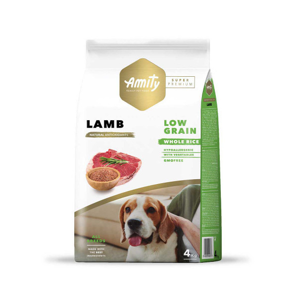 Сухой корм Amity Super Premium Adult Lamb для взрослых собак всех пород, низкозерновой, с ягнёнком, 4 кг