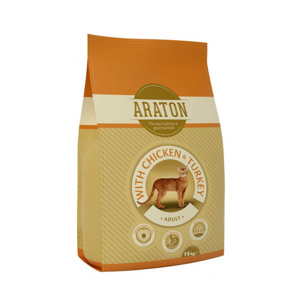Сухой корм Araton Adult With Chicken & Turkey для кошек весом от 1 до 8 кг, 15 кг