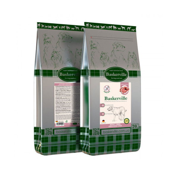 Сухой корм Baskerville HF Adult Getreidefrei Rind для взрослых собак, 20 кг