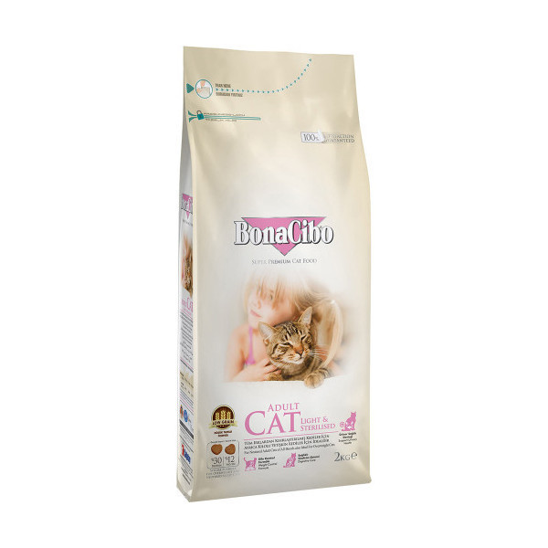 Сухой корм BonaCibo Adult Cat Light&Sterilized для стерилизованных котов, курица/анчоусы/рис, 2 кг