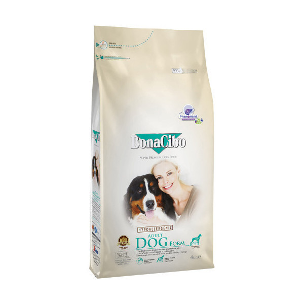 Сухой корм BonaCibo Adult Dog Form для стареющих собак и собак с лишним весом, курица/анчоусы/рис, 4 кг