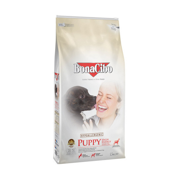 Сухой корм BonaCibo Puppy High Energy Chicken&Rice для активных щенков всех пород, курица/рис/анчоусы, 15 кг