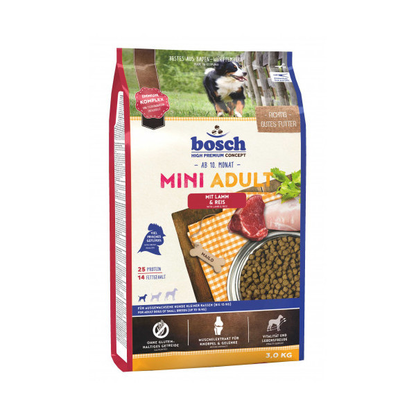 Сухой корм Bosch HPC Mini Adult с ягнёнком и рисом, для собак, 1 кг