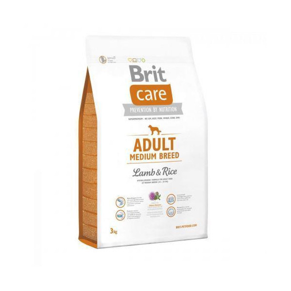 Сухой корм Brit Care Adult Medium Breed Lamb & Rice, для собак от 10 до 25 кг, с ягненком и рисом, 3 кг