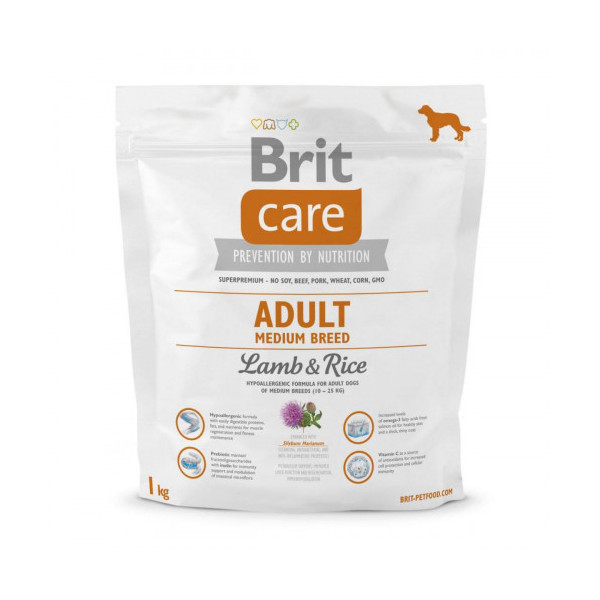 Сухой корм Brit Care Adult Medium Breed Lamb & Rice, для собак весом от 10 до 25 кг, 1 кг