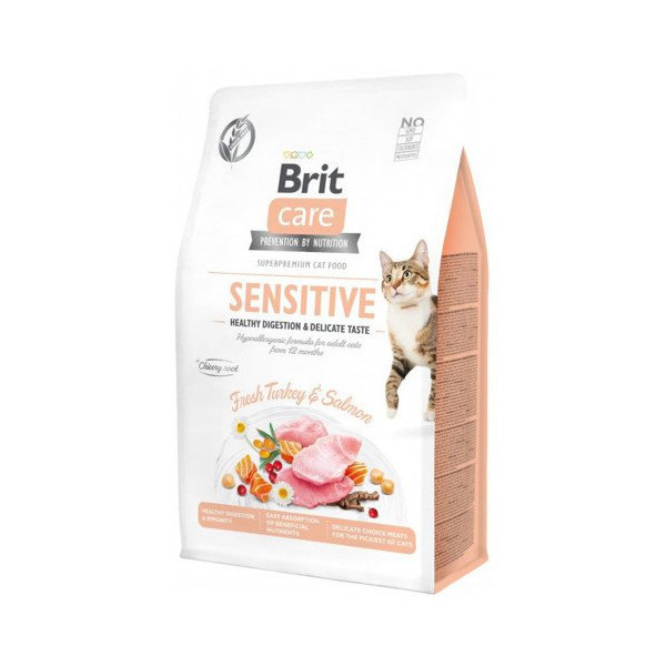 Сухой корм Brit Care Cat GF Sensitive Digestion & Delicate Taste, для привередливых кошек, 400 г