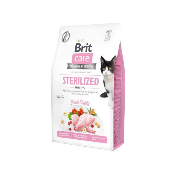 Сухой корм Brit Care Cat GF Sterilized Sensitive, для кошек с чувствительным пищеварением, 2 кг