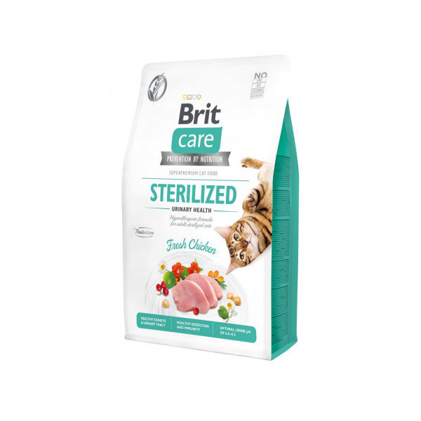 Сухой корм Brit Care Cat GF Sterilized Urinary Health, для взрослых кошек, 2 кг