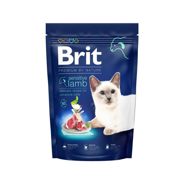 Сухой корм Brit Premium By Nature Cat Sensetive для кошек с чувствительным пищеварением, с ягненком, 1.5 кг